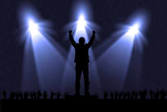 Silhouette of actors in the spotlight
