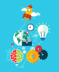 Business Start, Rocket Launch Concept Movement of  Working Proce