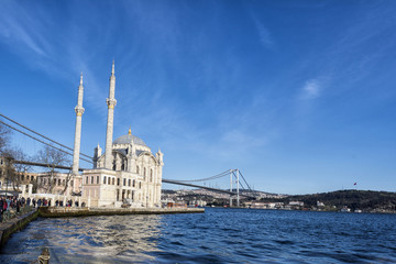 Ortakoy Mosque near Bosphorus in Istanbul, Turkey
