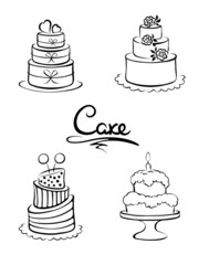 Set of design elements -- cakes