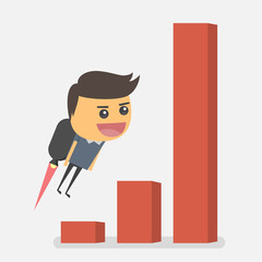businessman rocket. concept of business that is growing rapidly.