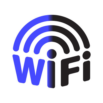 WiFi bended symbol logo, blue & black