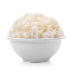 bowl full of rice on white background