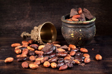 cocoa beans and chocolate
