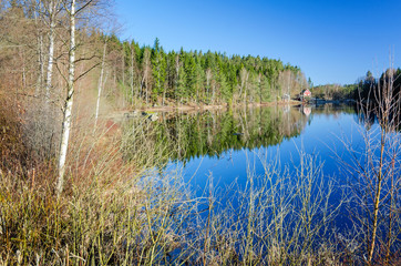 Swedish typical spring country landscape