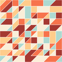 Modern seamless pattern with colorful triangles and squares.