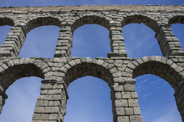 Obraz premium Roman aqueduct of segovia. architectural monument declared patri