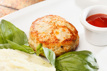 Meat cutlet with mashed potatoes