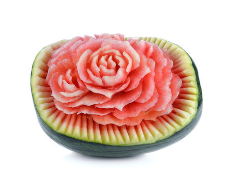 Watermelon carving isolated on white