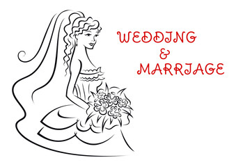 Wedding invitation card with pretty bride