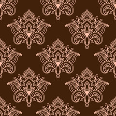 Vintage brown persian floral seamless pattern