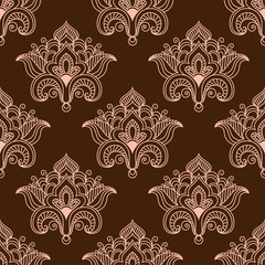 Vintage brown persian floral seamless pattern