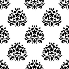 Star shaped flowers in seamless pattern
