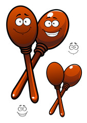 Mexican wooden maracas cartoon characters