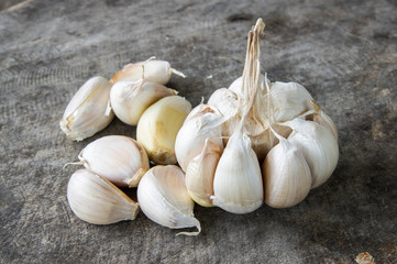 Close up of purple garlic.