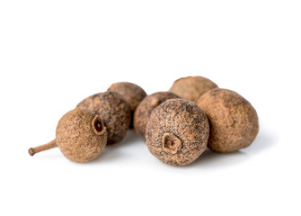 allspice, jamaican pepper is isolated on white background, close
