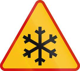 Polish road warning sign: Ice