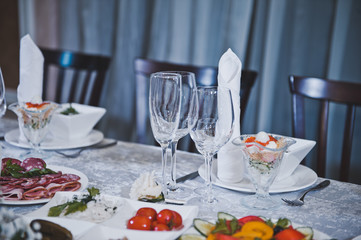 Table with dishes with food 2271.