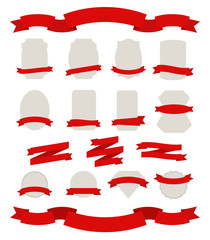 Set of labels with ribbons. Vector illustration.