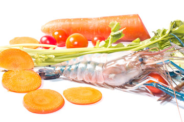 Shrimp and vegetables before cooking