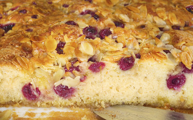 homemade cherry pie, close up shot with selected depth of field