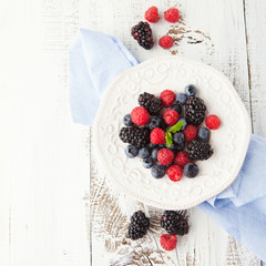 Fresh blueberries, raspberries and blackberries