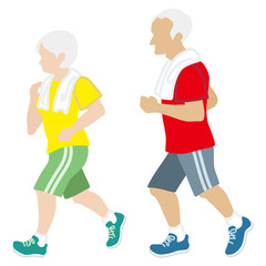 Fototapeta na wymiar Active Senior Couple, Jogging Isolated