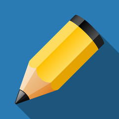 Vector pencil icon with long shadow