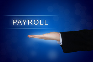 Payroll button on blue background
