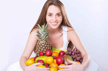 woman with fruit
