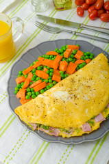 Ham and cheese omelette , healthy vegetable