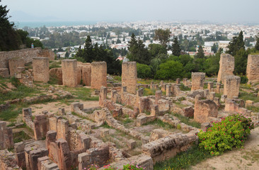 Fototapeta na wymiar Ruins of Punic Carthago on Bierce's hill. La Gulett, Tunisia