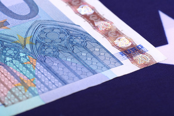 european money on american flag