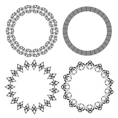 Monochromatic Ethnic Round Ornamental Vector Illustration