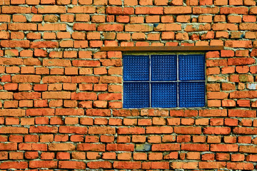 Window from blue glass blocks