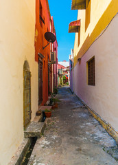 Colorful small alley in a sunny day