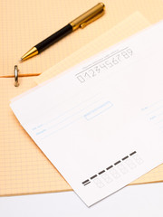 Notebook, pen, stapler and some other stationery