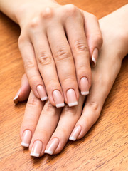 Female palms with manicure