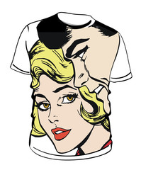 Fototapeta premium Ilustración camiseta con una pareja de enamorados