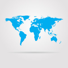Earth blue map with shadow vector illustration