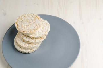 rice cake, puffed rice on table cloth