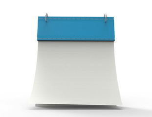 3d illustration of calendar with blank page