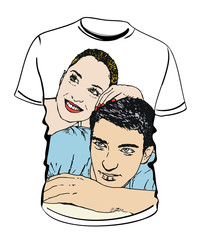 Camiseta con Ilustración de pareja enamorados