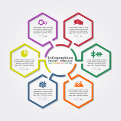 Infographic report template with lines and icons. Vector