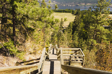 Steep mountain staircase