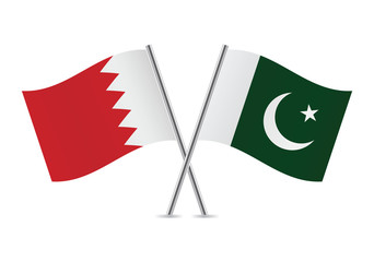 Pakistan and Bahrain flags. Vector illustration.