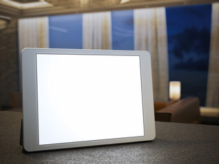 Digital tablet with blank screen. 3d rendering