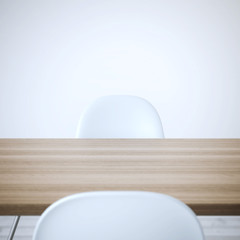 Interior with empty table. 3d rendering