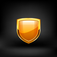 Golden shield vector.
