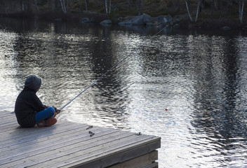 Springtime fishing in a lake